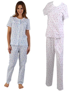 Conjunto de pijamas florales de polialgodón con ribete de encaje Slenderella para mujer - Imagen 1 de 9
