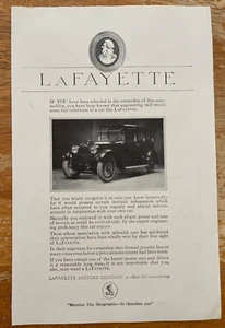 1920 LaFayette Motors Schooled In Ownership Vintage Print Ad Full Page B&W - Picture 1 of 2