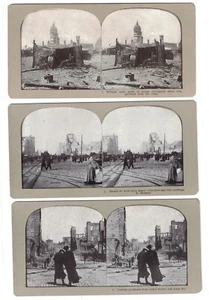 Komplettsatz 25 San Francisco ca 1906 Erdbeben Stereo Ansicht lithographiert - Bild 1 von 9
