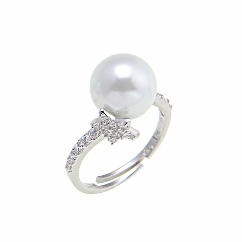 ANELLO CON PERLA E STELLA ZIRCONI ARGENTO REGOLABILE ANALLERGICO GIOIELLI ARVI - Immagine 1 di 1