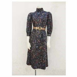 Blair Woolverton Women Cottagecore Coral Paisley Printed Midi Dress Multicolor 6 - Picture 1 of 12