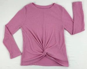 Girl's Cat & Jack Ltwt. Ribbed P/O Sweater, Pink, Frt Center Twist, Size M (7/8) - Picture 1 of 7