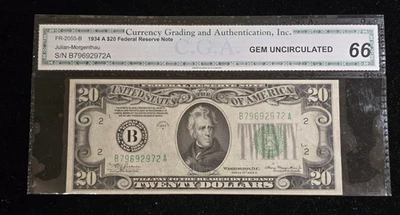 1934A $20 Federal Reserve Note New York Fr#2055-B UNC - Image 1 of 2