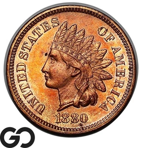 1880 Indian Head Cent Penny PROOF, Very Cameo Look, Superb Gem PR++ RB - Picture 1 of 3