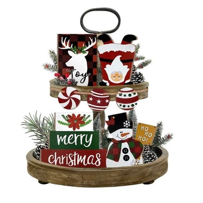 7 PIEZAS Decoración Bandeja Navidad Niveles, Linda Mesa Decoraciones Navidad Interior Foto 1 de 4