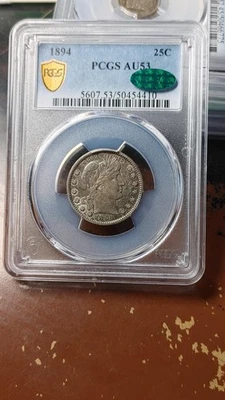 1894 Barber Silver Quarter Dollar 25C PCGS CAC AU53 Gorgeous                5275 - Image 1 of 4