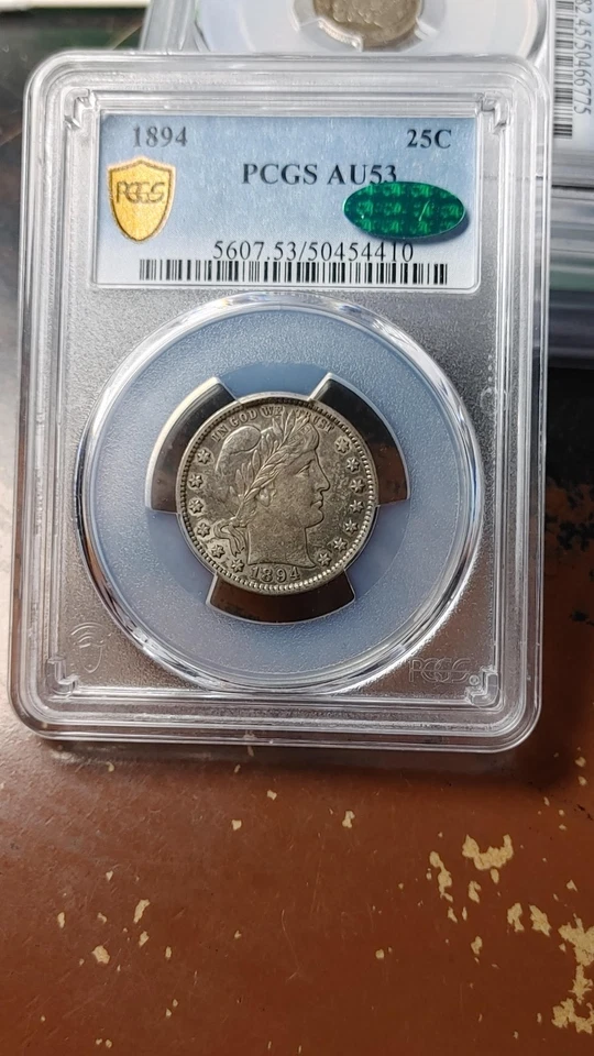 1894 Barber Silver Quarter Dollar 25C PCGS CAC AU53 Gorgeous                5275 - Image 1 of 4