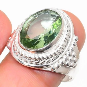 Green Amethyst Gemstone Handmade 925 Sterling Silver All Size Ring For Gift - Picture 1 of 1