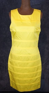 Calvin Klein Damen gelb Sunray Kleid ärmellos Etui strukturiert ausgestellt Gr. 4 - Bild 1 von 9