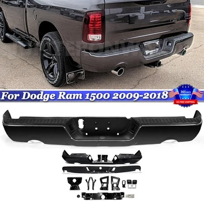 For Dodge RAM 1500 2009-2018 Rear Bumper Assembly Black w/o Sensor Holes - Image 1 of 4