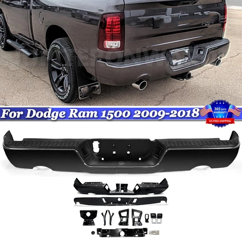 For Dodge RAM 1500 2009-2018 Rear Bumper Assembly Black w/o Sensor Holes - Imagem 1 de 4
