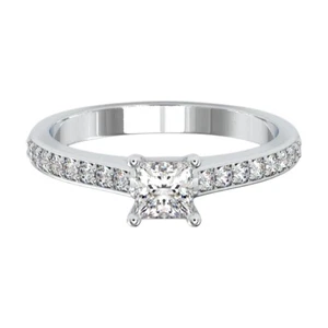 Wedding Ring IGI Certified Lab Grown Diamond 1.25 Ct Princess Cut 14K White Gold - Picture 1 of 9
