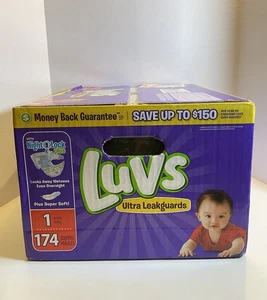Pañales Count 174 Luvs Ultra antifugas talla 1 suaves cómodos cómodos nuevos - Imagen 1 de 6
