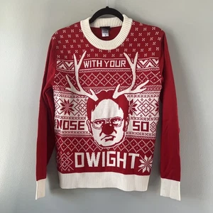 The Office Herren Ugly Christmas Pullover Rot mit der Nase So Dwight - Bild 1 von 11