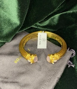 Julie Vos Rose Pink Demi Cuff NWT 24K Gold Plated Bracelet - Picture 1 of 6