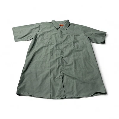 Camisa Red Kap Hombre Verde Manga Corta Con Botones Talla XL Foto 1 de 4