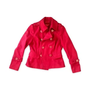New York & Company Short Peacoat Red Wool Blend Size Medium - Picture 1 of 8