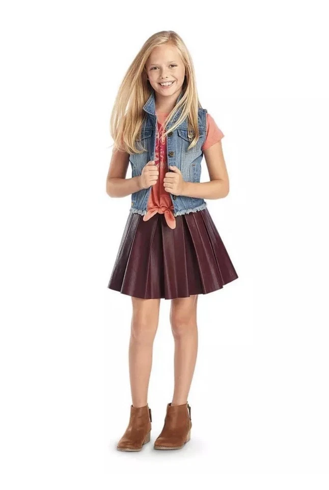 American Girl Tenney 人造皮裙 12 码浮雕佩斯利内衬标志 — 第 1/1 张图片