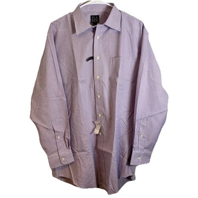 Jos. A. Bank Traveler White/Purple/ Checked Point Collar Shirt Sz 16.5.  33 NWT - Image 1 of 4
