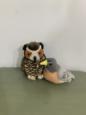 Audubon Wild Republic Lot American Robin Great Horned Owl Plush Stuffed Animal - Image 1 of 4