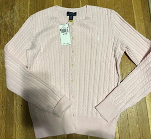 Polo Ralph Lauren Sweater Pink Cable Knit Cardigan Girls Size:7 NEW/NWT $59 - Picture 1 of 2