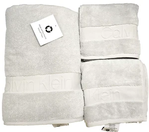 CALVIN KLEIN 3 PC SET ICONIC GRAY,SILVER LOGO 100% COTTON BATH & 2 HAND TOWEL - Picture 1 of 9
