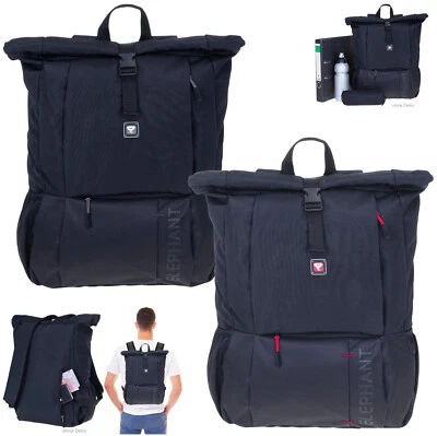 Rucksack Freizeitrucksack Rolltop Kurierrucksack Laptop Bag Elephant Dark 3626FF - Bild 1 von 4