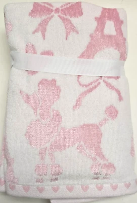 PINK,WHITE 100% COTTON HEART,POODLE,BOW,EIFFEL TOWER BATH OR SET OF 2 HAND TOWEL - Image 1 of 3