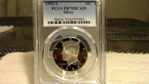 1993 S Kennedy SILBER Half Dollar JFK Proof PCGS PR70DCAM Deep Cameo Blue 50c - Bild 1 von 2