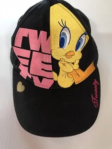 Tweety Bird Embroidered Looney Tunes Hat Movie World Black Pink Adjustable Strap - Picture 1 of 9