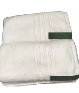 Kate Spade LUSSO ASCIUGAMANI BAGNO set 2 SPA a costine bianco brillante NUOVO 30" x 56" - Foto 1 di 8