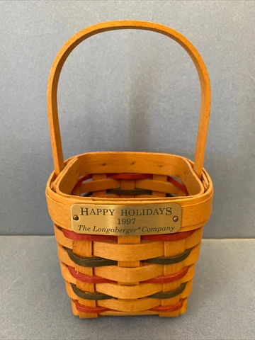 Longaberger Happy Holidays 1997 rare employee basket, Family Signed Cover