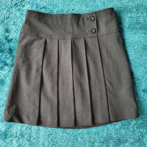 Debenhams Girls Grey Pleated Front Elastic Waist School Skirt Age 7