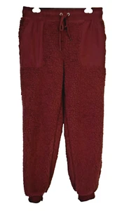 NOBO NO BOUNDARIES DARK RED FAUX SHERPA JOGGER PANTS SZ. Jr. M - Picture 1 of 9
