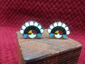Vintage Zuni Sun Enamel clip on earrings - Picture 1 of 7