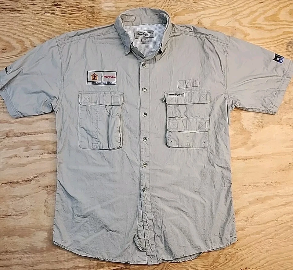 MLAW Mahindra Logo Fishing Outdoors Shirt Vented Lightweight Mens Large Foto 1 de 4