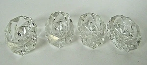 Salt Cellars Cut Crystal Open Salt Oval Set Of 4 Vintage - Picture 1 of 5