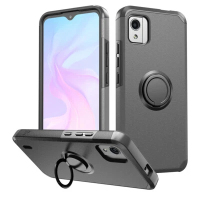 For Nokia C110 N156DL ShockProof Hybrid Ring Stand Case Cover + Tempered Glass - Image 1 of 4