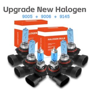 Halogen Headlights + Fog Light 6x Bulbs for 2003 -2005 2006 GMC Sierra 1500 3500 - Picture 1 of 15