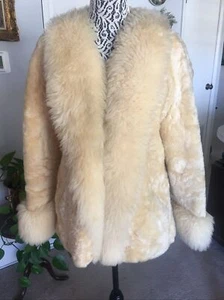 New Zealand Shearling Curly Sheep Fur Coat/Jacket-Knight Tailors Ltd. - Ivory - Picture 1 of 10