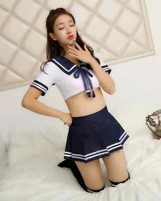 Two Piece Student Role Play Outfits School Girl Cosplay Costume(Include Sock) - Image 1 of 4