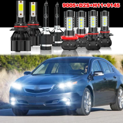 For Acura TL 2010 2011 2012-2014 8X LED HID Headlights Hi/Lo DRL Fog Light Bulbs - Image 1 of 4