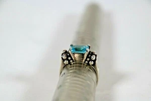 Sterling Silber natürlicher Blautopas Ring Größe 7 gemarkt 925 Gesamtgewicht 4 Gramm - Bild 1 von 8