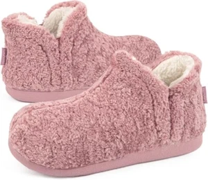 Bootie Slippers for Women Warm House Shoes Memory Foam Indoor Outdoor 7-8 Pink - Picture 1 of 6