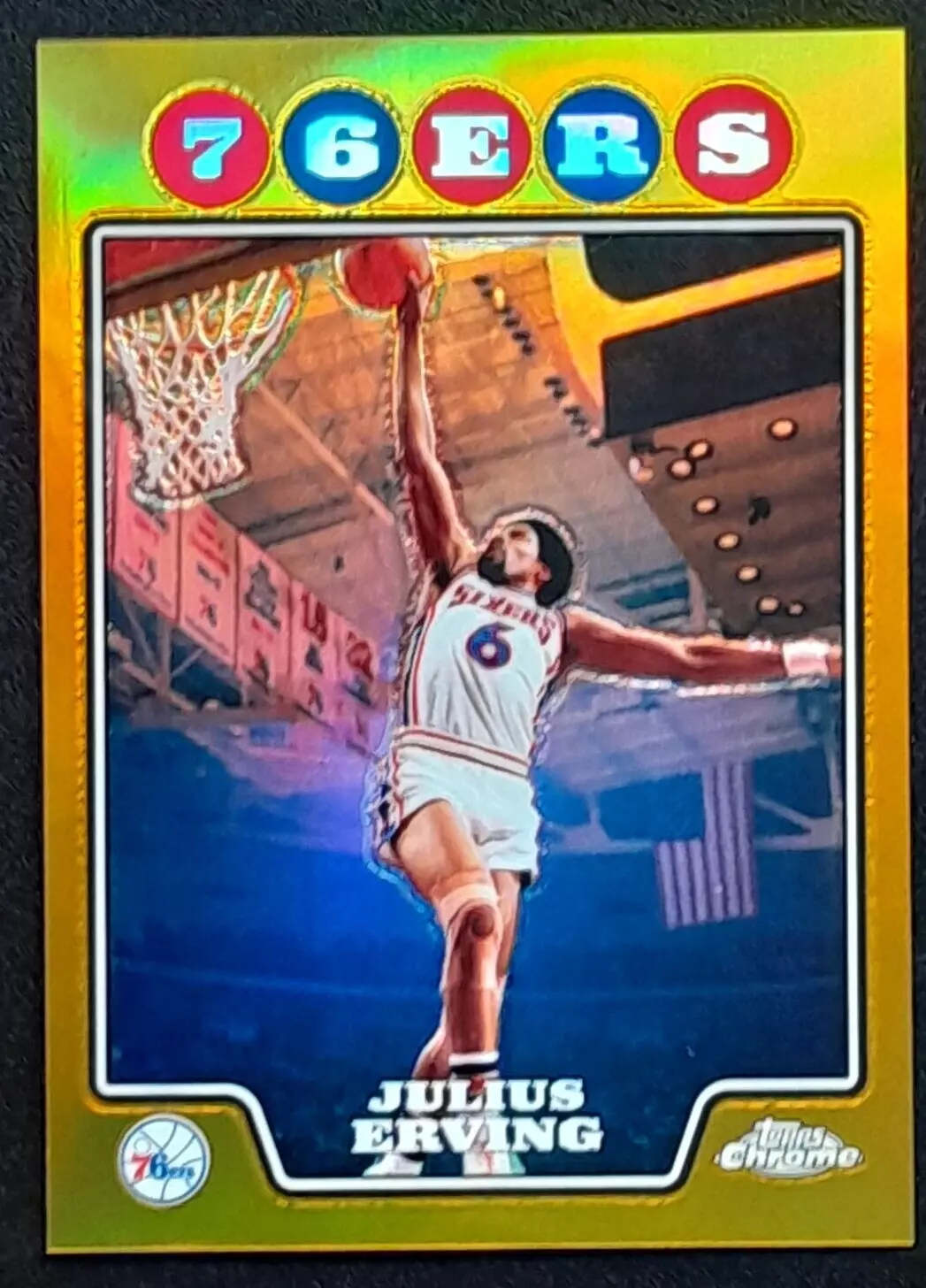 Julius Erving 2008-09 Topps Chrome Gold Refractor 25/50!!  DR making a housecall