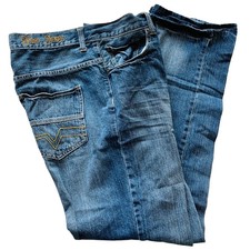 Mens Pop Icon Denim Blue Jeans Slim Straight Leg Size 34