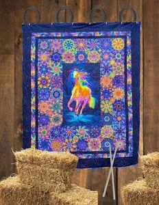 Handgefertigte bemalte Pferdedecke, Bettdecke, Größe 68" x 80" Pferdedecke - Bild 1 von 6