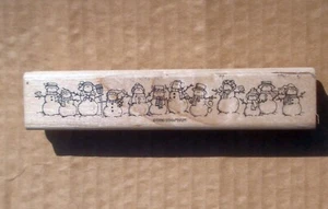 Schneemänner Stampin Up Holzhalterung Vintage 6" Gummistempel Weihnachtskarten Basteln Neu aus altem Lagerbestand - Bild 1 von 4