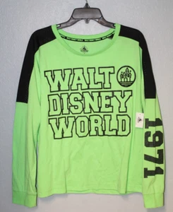 NEW Disney Parks Women XXL Long Sleeve Shirt Disneyland Top Green Black NWT - Picture 1 of 7