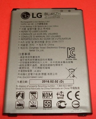 🔋 OEM 2125mAh OEM LG BL-46ZH K7 MS330 LS675 Tribute 5 Batería Original Original Original Foto 1 de 4